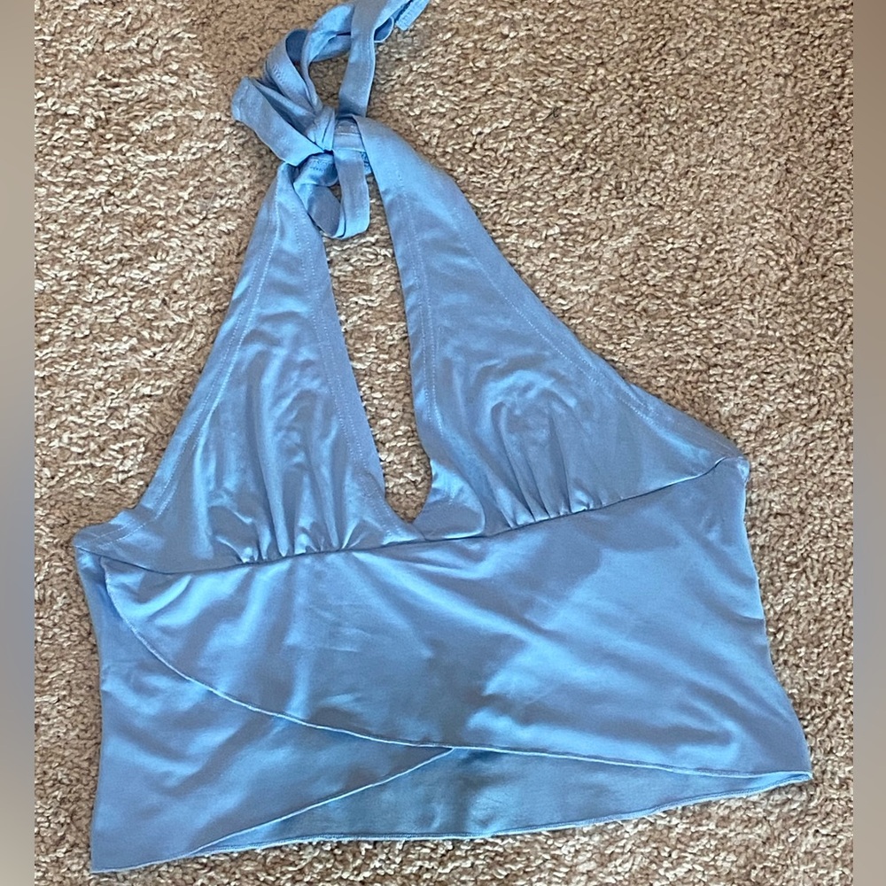 POWDER BLUE HALTER TOP